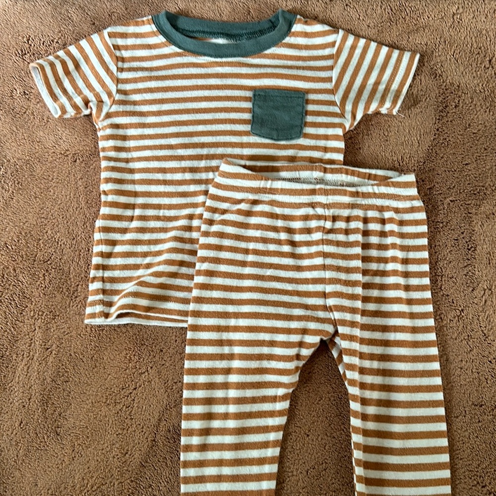 Carters short sleeve striped pj set. Size 12 months.